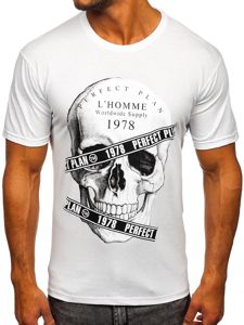 Camiseta de manga corta con impresión para hombre blanco Bolf 142176
