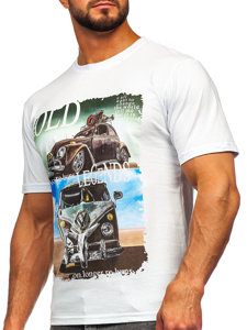 Camiseta de manga corta con impresión para hombre blanco Bolf 14496
