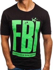 Camiseta de manga corta con impresión para hombre negra Bolf 6295