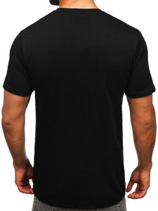 Camiseta de manga corta con impresión para hombre negro Bolf JS1856