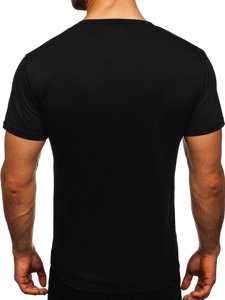 Camiseta de manga corta con impresión para hombre negro y gris Bolf KS2525T