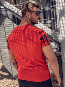 Camiseta de manga corta con impresión para hombre rojo Bolf 8T953