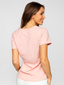 Camiseta de manga corta con parches para mujer rosa Bolf 52352