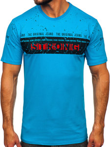 Camiseta de  manga corta estampada para hombre turquesa Bolf 14204