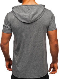 Camiseta de manga corta sin impresión con capucha para hombre grafito Bolf 8T89