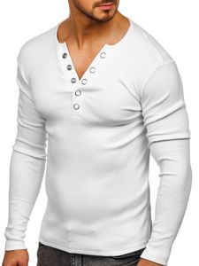 Camiseta de manga larga sin impresión para hombre blanco Bolf 145362