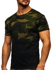 Camiseta para hombre caqui con estampado de camuflaje Bolf S808