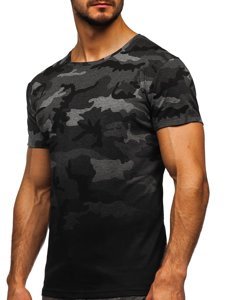 Camiseta para hombre grafito con estampado de camuflaje Bolf S808