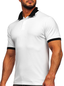 Camiseta polo de manga corta para hombre blanco y negro Bolf 0003