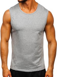 Camiseta sin manga sin estampado gris Bolf 99001