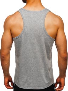 Camiseta sin manga sin estampado gris Bolf 99002