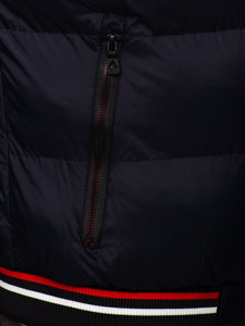 Chaleco acolchado, grueso y reversible con capucha para hombre azul oscuro y rojo Bolf 7127
