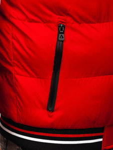 Chaleco acolchado, grueso y reversible con capucha para hombre rojo y negro Bolf 7127