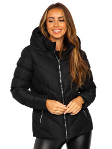 Chaqueta acolchada con capucha de invierno para mujer negro Bolf 5M725