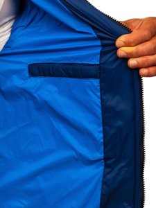 Chaqueta acolchada de entretiempo deportiva para hombre azul oscuro Bolf JP1101