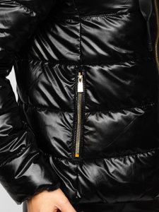 Chaqueta acolchada, reversible con capucha de invierno para mujer negro Bolf P6631