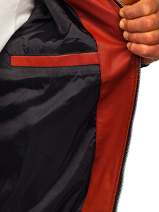 Chaqueta bomber de cuero para hombre naranja Bolf 1147