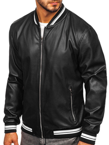 Chaqueta de cuero para hombre negro Bolf 1132