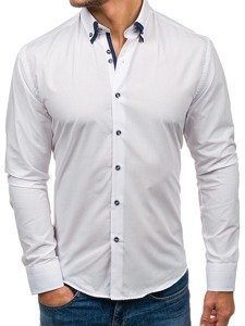 Koszula męska elegancka z długim rękawem biała Bolf 6898-1