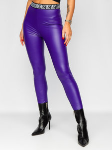 Leggings con cuero de ecológico para mujer violeta Bolf MY16572
