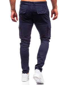 Pantalón cargo de tela para hombre azul oscuro Bolf J701