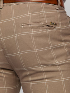 Pantalón chino a cuadros de tela para hombre marrón Bolf 0036