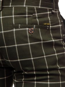 Pantalón chino de tela a cuadros para hombre caqui Bolf 0002