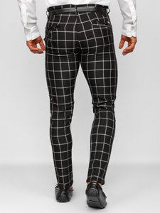 Pantalón chino de tela a cuadros para hombre negro Bolf 0046