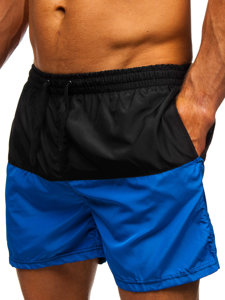 Pantalón corto de baño para hombre negro y azul Bolf HM060