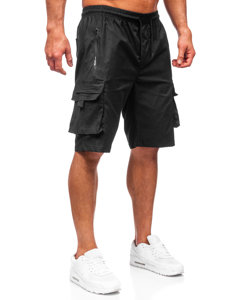 Pantalón corto de tela cargo para hombre negro Bolf HW2885