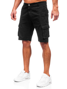 Pantalón corto de tela cargo para hombre negro Bolf J707