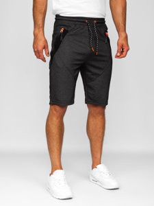 Pantalón corto deportivo para hombre negro y naranja Bolf Q3878