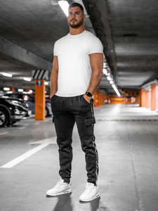 Pantalón grueso de combate joggers de chándal para hombre negro Bolf JX8715A