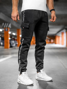 Pantalón grueso de combate joggers de chándal para hombre negro Bolf JX8715A