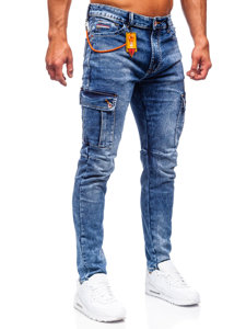 Pantalón vaquero cargo skinny fit para hombre azul oscuro Bolf R51006S0