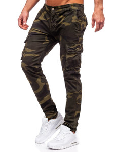 Pantalón vaquero de combate jogger camuflaje para hombre verde oscuro Bolf Z811