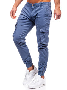 Pantalón vaquero de combate jogger para hombre azul Bolf J679