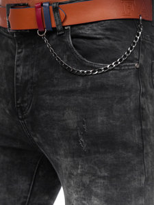 Pantalón vaquero regular fit con cinturón para hombre negro Bolf TF090