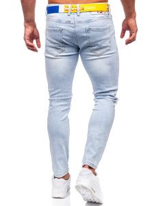 Pantalón vaquero slim fit con cinturón para hombre azul Bolf KX1122
