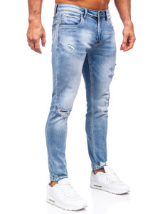 Pantalón vaquero slim fit con cinturón para hombre azul claro Bolf KX936