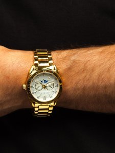 Reloj acero de pulsera para hombre oro Bolf 5687-1
