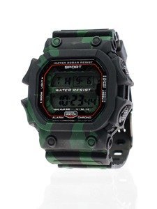 Reloj de pulsera para hombre camuflaje negro y verde Bolf 8332