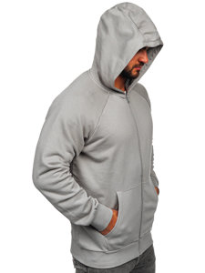 Sudadera abierta con capucha de algodón orgánico para hombre gris 4F BLM011