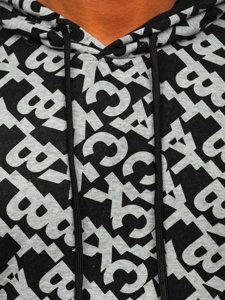 Sudadera con capucha con impresión para hombre negro y gris Bolf HW2320