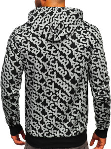 Sudadera con capucha con impresión para hombre negro y gris Bolf HW2320