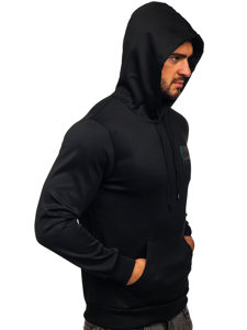 Sudadera con capucha e impresión para hombre negro Bolf HY971