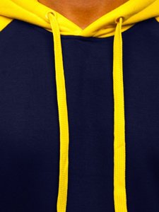 Sudadera con capucha para hombre color azul oscuro y amarillo Bolf LM77002