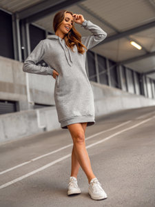 Sudadera larga con capucha color gris para mujer Bolf YS10005