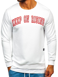 Sudadera sin capucha con impresión para hombre blanco Bolf 11114