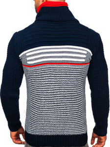 Suéter grueso con cuello alto para hombre color negro y rojo Bolf 2026